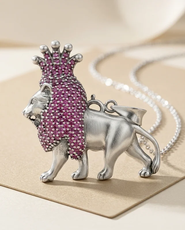Crimson Crown Lion Pendant