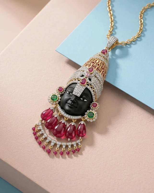 Shringar Darshan Ruby Temple Pendant